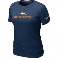 Wholesale Cheap Women's Nike Denver Broncos Authentic Logo T-Shirt D.Blue