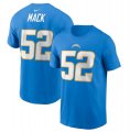 Wholesale Cheap Men's Los Angeles Chargers #52 Khalil Mack 2022 Blue Name & Number T-Shirt