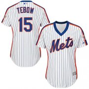 Wholesale Cheap Mets #15 Tim Tebow White(Blue Strip) Alternate Women's Stitched MLB Jersey