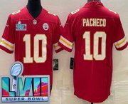 Wholesale Cheap Men's Kansas City Chiefs #10 Isiah Pacheco Limited Red Super Bowl LVII Vapor Jersey