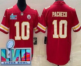 Wholesale Cheap Men\'s Kansas City Chiefs #10 Isiah Pacheco Limited Red Super Bowl LVII Vapor Jersey