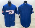 Wholesale Cheap Men's Puerto Rico Baseball Blank 2023 Royal World With Patch Classic Stitched Jersey