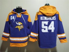 Wholesale Cheap Men\'s Minnesota Vikings #54 Eric Kendricks Purple Yellow Ageless Must-Have Lace-Up Pullover Hoodie