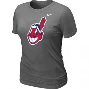 Wholesale Cheap Women's MLB Cleveland Indians Heathered Nike Blended T-Shirt Dark Grey
