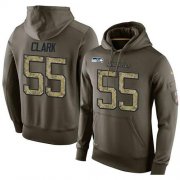 Wholesale Cheap NFL Men's Nike Seattle Seahawks #55 Frank Clark Stitched Green Olive Salute To Service KO Performance Hoodie
