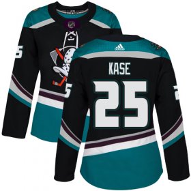Wholesale Cheap Adidas Ducks #25 Ondrej Kase Black/Teal Alternate Authentic Women\'s Stitched NHL Jersey