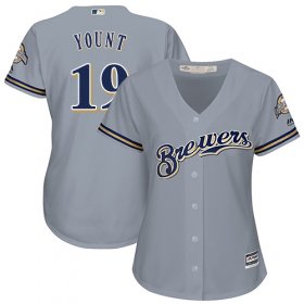 Wholesale Cheap Brewers #19 Robin Yount Grey Road Women\'s Stitched MLB Jersey