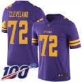 Wholesale Cheap Nike Vikings #72 Ezra Cleveland Purple Youth Stitched NFL Limited Rush 100th Season Jersey