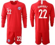 Wholesale Cheap Chile #22 Henriquez Home Long Sleeves Soccer Country Jersey