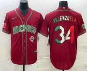Wholesale Cheap Men's Mexico Baseball #34 Fernando Valenzuela 2023 Red Blue World Baseball Classic Stitched Jersey1