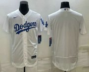 Wholesale Cheap Men's Los Angeles Dodgers Blank White Flex Base Stitched Baseball Jersey