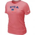 Wholesale Cheap Women's USA Olympics USA Flag Collection Locker Room T-Shirt Pink