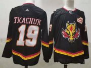 Wholesale Cheap Men's Calgary Flames #19 Matthew Tkachuk Black 2021 Retro Stitched NHL Jersey