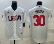 Wholesale Cheap Men's USA Baseball #30 Kyle Tucker 2023 White World Baseball Classic Stitched Jerseys