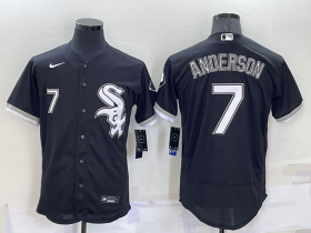 Wholesale Men\'s Chicago White Sox #7 Tim Anderson Number Black Stitched MLB Flex Base Nike Jersey