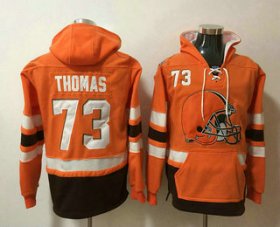 Wholesale Cheap Men\'s Cleveland Browns #73 Joe Thomas NEW Orange Pocket Stitched NFL Pullover Hoodie