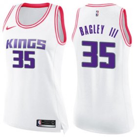 Wholesale Cheap Women\'s Sacramento Kings #35 Marvin Bagley III White Pink NBA Swingman Fashion Jersey