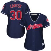 Wholesale Cheap Indians #30 Joe Carter Navy Blue Alternate Women's Stitched MLB Jersey