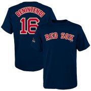 Wholesale Cheap Boston Red Sox #16 Andrew Benintendi Majestic Youth 2019 Gold Program Name & Number T-Shirt Navy
