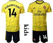 Wholesale Cheap Arsenal #14 Aubameyang Away Kid Soccer Club Jersey