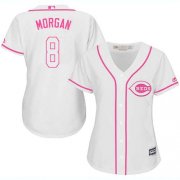 Wholesale Cheap Reds #8 Joe Morgan White/Pink Fashion Women's Stitched MLB Jersey