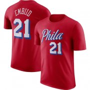 Wholesale Cheap Men's Philadelphia 76ers #21 Joel Embiid Red 2022-23 Statement Edition Name & Number T-Shirt