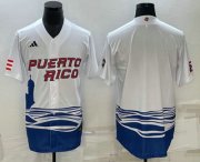 Wholesale Cheap Men's Puerto Rico Baseball Blank White 2023 World Baseball Classic Stitched Jerseys