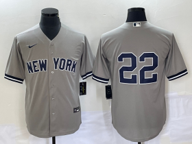 Wholesale Cheap Men\'s New York Yankees #22 Harrison Bader No Name Grey Cool Base Stitched Baseball Jersey