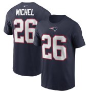 Wholesale Cheap New England Patriots #26 Sony Michel Nike Team Player Name & Number T-Shirt Navy