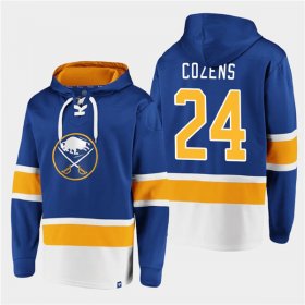 Wholesale Cheap Men\'s Buffalo Sabres #24 Dylan Cozens Royal Ageless Must-Have Lace-Up Pullover Hoodie