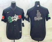 Wholesale Cheap Men's Los Angeles Dodgers Big Logo Mexico Black Cool Base Stitched Baseball Jersey10