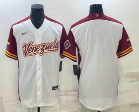 Wholesale Cheap Men\'s Venezuela Baseball Blank 2023 White World Classic Stitched Jerseys