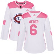Wholesale Cheap Adidas Canadiens #6 Shea Weber White/Pink Authentic Fashion Women's Stitched NHL Jersey
