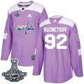 Wholesale Cheap Adidas Capitals #92 Evgeny Kuznetsov Purple Authentic Fights Cancer Stanley Cup Final Champions Stitched Youth NHL Jersey