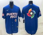Wholesale Cheap Men's Puerto Rico Baseball 2023 Royal World Big Logo With Patch Classic Stitched Jersey