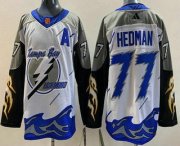 Wholesale Cheap Men's Tampa Bay Lightning #77 Victor Hedman White 2022 Reverse Retro Authentic Jersey