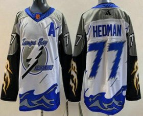 Wholesale Cheap Men\'s Tampa Bay Lightning #77 Victor Hedman White 2022 Reverse Retro Authentic Jersey