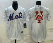 Wholesale Cheap Men's New York Mets Big Logo White Cool Base Stitched Baseball Jersey