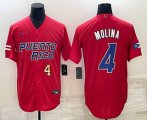 Wholesale Cheap Men's Puerto Rico Baseball #4 Yadier Molina Number 2023 Red World Baseball Classic Stitched Jersey