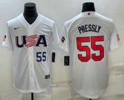 Wholesale Cheap Men's USA Baseball #55 Ryan Pressly Number 2023 White World Baseball Classic Stitched Jersey