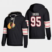 Wholesale Cheap Chicago Blackhawks #95 Dylan Sikura Black adidas Lace-Up Pullover Hoodie