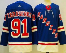 Wholesale Cheap Men\'s New York Rangers #91 Vladimir Tarasenko Blue Authentic Jersey