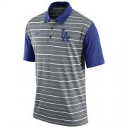 Wholesale Cheap Men's Los Angeles Dodgers Nike Gray Dri-FIT Stripe Polo