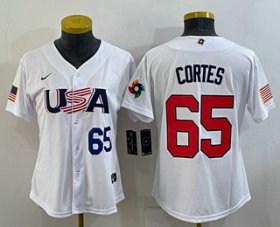 Wholesale Cheap Women\'s USA Baseball #65 Nestor Cortes Number 2023 White World Classic Stitched Jerseys