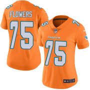 Wholesale Cheap Nike Dolphins #75 Ereck Flowers Orange Women's Stitched NFL Limited Rush Jersey