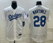 Wholesale Cheap Men's Los Angeles Dodgers #28 JD Martinez White Flex Base Stitched Baseball Jersey