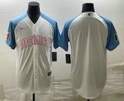 Wholesale Cheap Men's Mexico Baseball Blank 2023 White Blue World Classic Stitched Jerseys