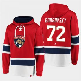 Wholesale Cheap Men\'s Florida Panthers #72 Sergei Bobrovsky Red Ageless Must-Have Lace-Up Pullover Hoodie