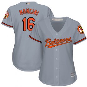 Wholesale Cheap Orioles #16 Trey Mancini Grey Road Women\'s Stitched MLB Jersey