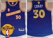 Wholesale Cheap Men's Warriors #30 Stephen Curry Blue New Throwback 2017 The Finals Patch Stitched NBA Jersey